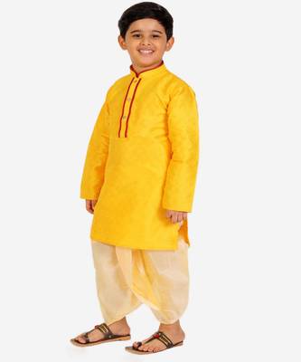 Yellow Stripes Cotton Jacquard Kurta Pajama Set // Traditional Wear 3
