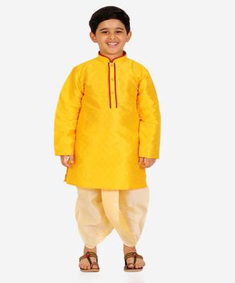 Yellow Stripes Cotton Jacquard Kurta Pajama Set // Traditional Wear 4