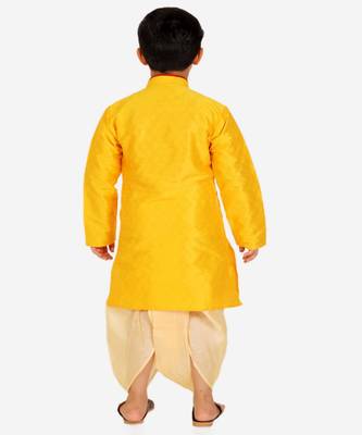 Yellow Stripes Cotton Jacquard Kurta Pajama Set // Traditional Wear 5