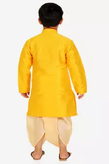 Yellow Stripes Cotton Jacquard Kurta Pajama Set // Traditional Wear