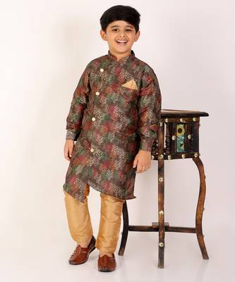 Green Stripes Cotton Jacquard Kurta Pajama Set // Traditional Wear 1