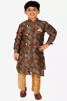 Green Stripes Cotton Jacquard Kurta Pajama Set // Traditional Wear