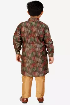 Green Stripes Cotton Jacquard Kurta Pajama Set // Traditional Wear