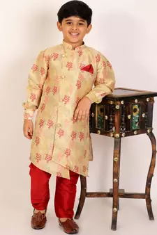 Multicolor Stripes Cotton Jacquard Kurta Pajama Set // Traditional Wear