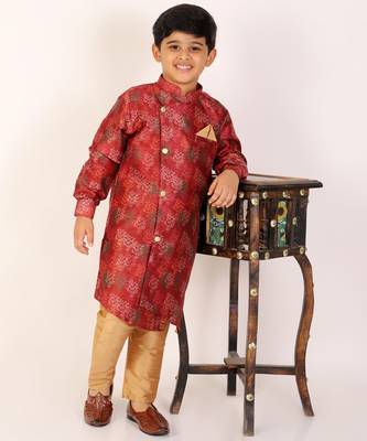 Maroon Stripes Cotton Jacquard Kurta Pajama Set // Traditional Wear 1