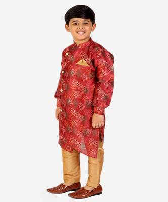 Maroon Stripes Cotton Jacquard Kurta Pajama Set // Traditional Wear 2