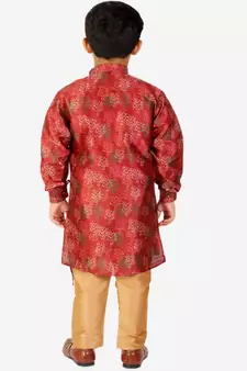 Maroon Stripes Cotton Jacquard Kurta Pajama Set // Traditional Wear