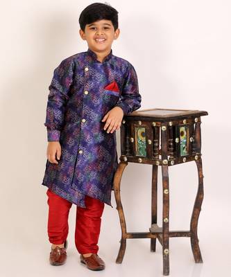 Blue Stripes Cotton Jacquard Kurta Pajama Set // Traditional Wear 1