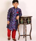 Blue Stripes Cotton Jacquard Kurta Pajama Set // Traditional Wear