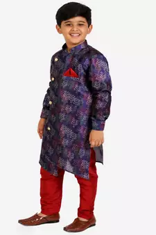 Blue Stripes Cotton Jacquard Kurta Pajama Set // Traditional Wear