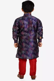 Blue Stripes Cotton Jacquard Kurta Pajama Set // Traditional Wear