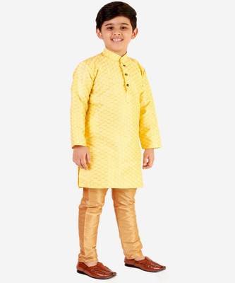 Yellow Stripes SIlk Jacquard Kurta Pajama Set // Traditional Wear 1