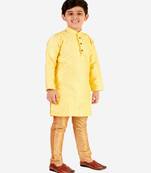 Yellow Stripes SIlk Jacquard Kurta Pajama Set // Traditional Wear