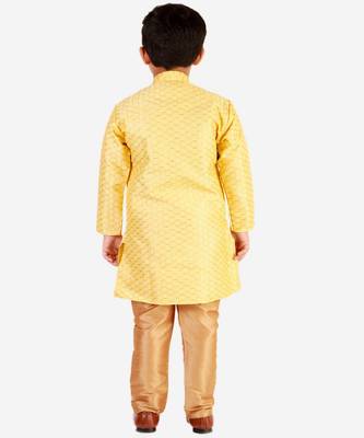 Yellow Stripes SIlk Jacquard Kurta Pajama Set // Traditional Wear 4