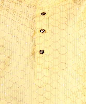 Yellow Stripes SIlk Jacquard Kurta Pajama Set // Traditional Wear 5