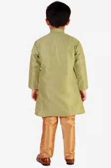 Green Stripes SIlk Jacquard Kurta Pajama Set // Traditional Wear