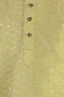 Green Stripes SIlk Jacquard Kurta Pajama Set // Traditional Wear