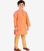 Orange Stripes SIlk Jacquard Kurta Pajama Set // Traditional Wear