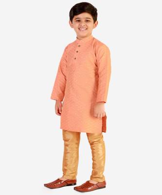 Orange Stripes SIlk Jacquard Kurta Pajama Set // Traditional Wear 2