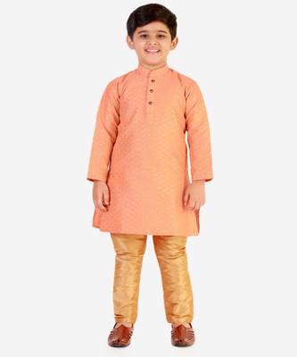 Orange Stripes SIlk Jacquard Kurta Pajama Set // Traditional Wear 3