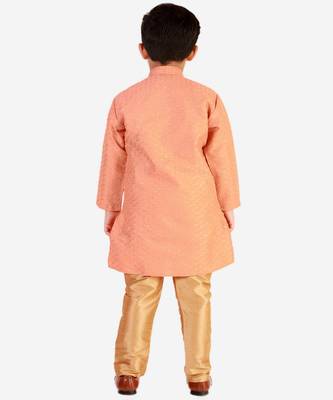 Orange Stripes SIlk Jacquard Kurta Pajama Set // Traditional Wear 4