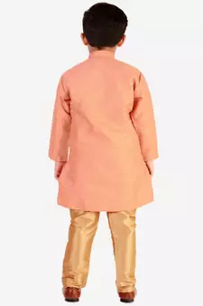 Orange Stripes SIlk Jacquard Kurta Pajama Set // Traditional Wear