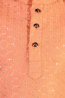 Orange Stripes SIlk Jacquard Kurta Pajama Set // Traditional Wear