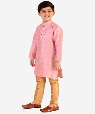 Pink Stripes SIlk Jacquard Kurta Pajama Set // Traditional Wear 1