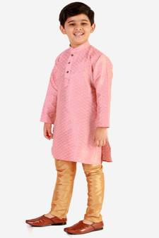 Pink Stripes SIlk Jacquard Kurta Pajama Set // Traditional Wear
