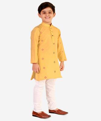 Yellow Stripes SIlk Jacquard Kurta Pajama Set // Traditional Wear 1