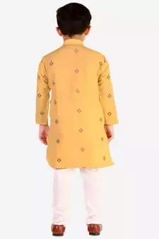 Yellow Stripes SIlk Jacquard Kurta Pajama Set // Traditional Wear