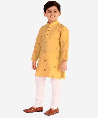 Yellow Stripes SIlk Jacquard Kurta Pajama Set // Traditional Wear 4