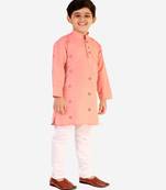 Peach Stripes SIlk Jacquard Kurta Pajama Set // Traditional Wear