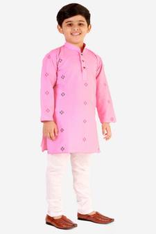Pink Stripes SIlk Jacquard Kurta Pajama Set // Traditional Wear