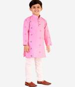 Pink Stripes SIlk Jacquard Kurta Pajama Set // Traditional Wear