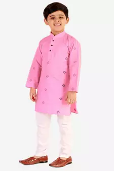Pink Stripes SIlk Jacquard Kurta Pajama Set // Traditional Wear