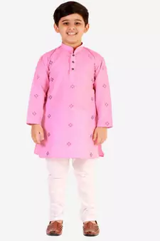 Pink Stripes SIlk Jacquard Kurta Pajama Set // Traditional Wear
