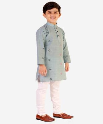 Sky Blue Stripes SIlk Jacquard Kurta Pajama Set // Traditional Wear 1
