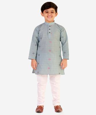 Sky Blue Stripes SIlk Jacquard Kurta Pajama Set // Traditional Wear 2