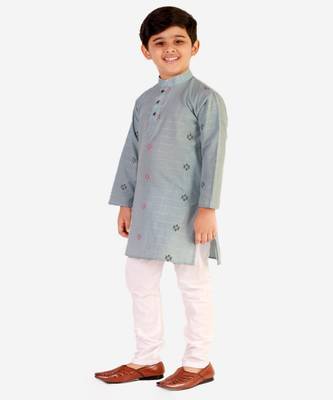 Sky Blue Stripes SIlk Jacquard Kurta Pajama Set // Traditional Wear 3