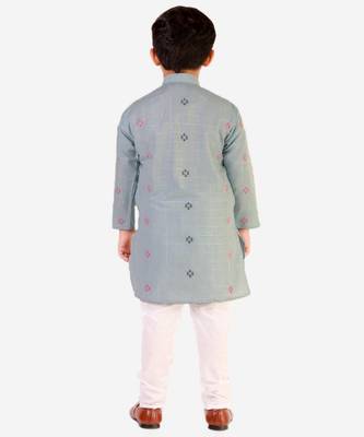 Sky Blue Stripes SIlk Jacquard Kurta Pajama Set // Traditional Wear 4