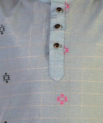 Sky Blue Stripes SIlk Jacquard Kurta Pajama Set // Traditional Wear 5
