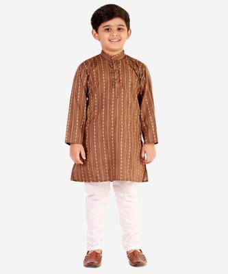Brown Stripes SIlk Jacquard Kurta Pajama Set // Traditional Wear 3