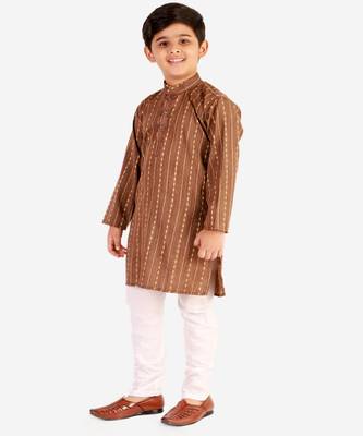 Brown Stripes SIlk Jacquard Kurta Pajama Set // Traditional Wear 4