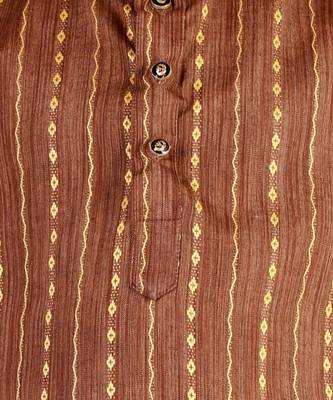 Brown Stripes SIlk Jacquard Kurta Pajama Set // Traditional Wear 5