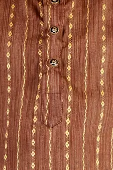 Brown Stripes SIlk Jacquard Kurta Pajama Set // Traditional Wear