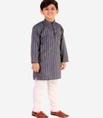 Blue Stripes SIlk Jacquard Kurta Pajama Set // Traditional Wear