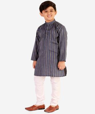 Blue Stripes SIlk Jacquard Kurta Pajama Set // Traditional Wear 2