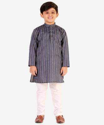 Blue Stripes SIlk Jacquard Kurta Pajama Set // Traditional Wear 3