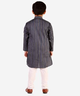 Blue Stripes SIlk Jacquard Kurta Pajama Set // Traditional Wear 4